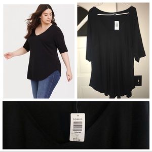 NWT Stretch Challis Elbow Sleeve V Neck Tunic 2x